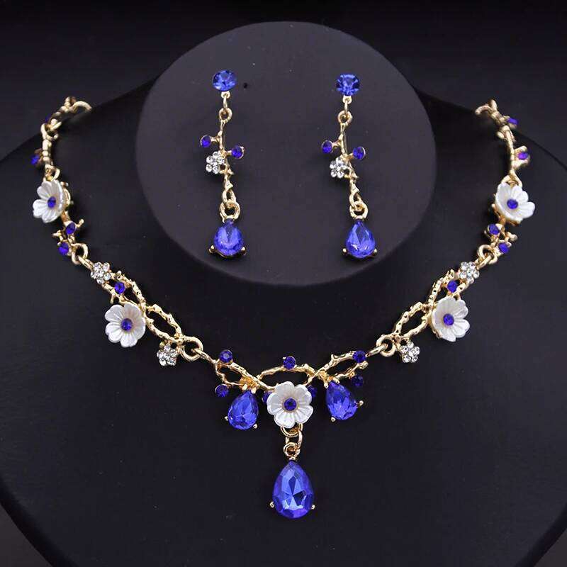 Gorgeous Crystal Bride Jewelry for Women Luxury Flower Choker Earrings Wedding Dress Bridal Necklace Sets Fashion Z260313