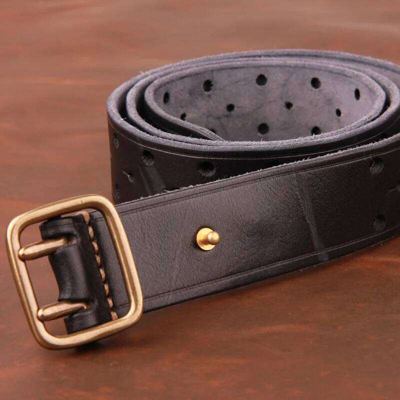 Double-pin Copper Buckle Luxury Fashion Belt Retro First Layer Pure Cowhide Jeans with Genuine Leather Stylish Men's Belts Z260226