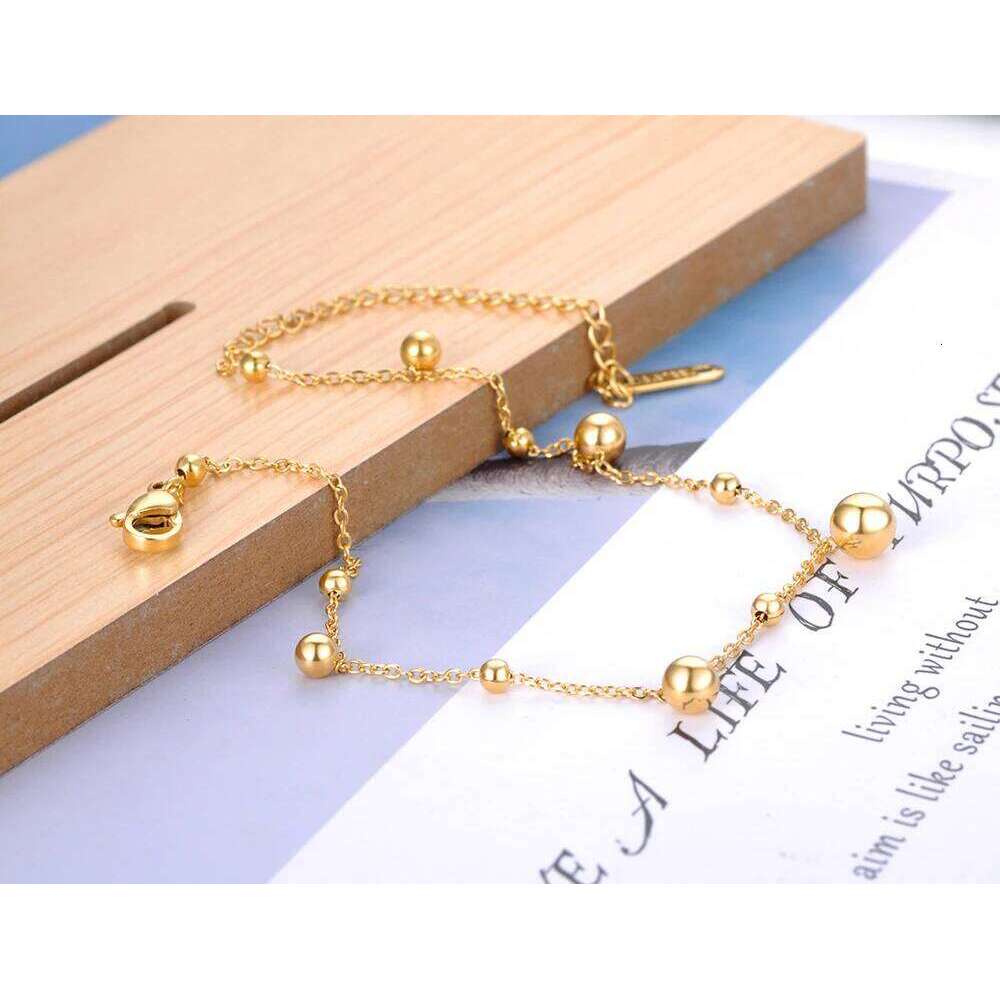 Lokaer Beads Anklets for Women Gold Color Stainless Steel Chain Anklet Trendy Summer Beach Jewelry Accessories Gifts A21030 Z260313
