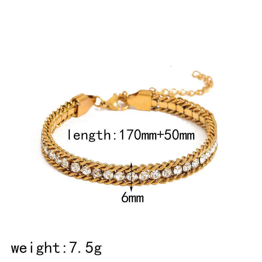 ZMZY Women's Cubic Zirconia Tennis Chain Bracelet Stainless Steel Rhinestone Crystal Bangle Minimalist Jewelry for Ladies Z260313