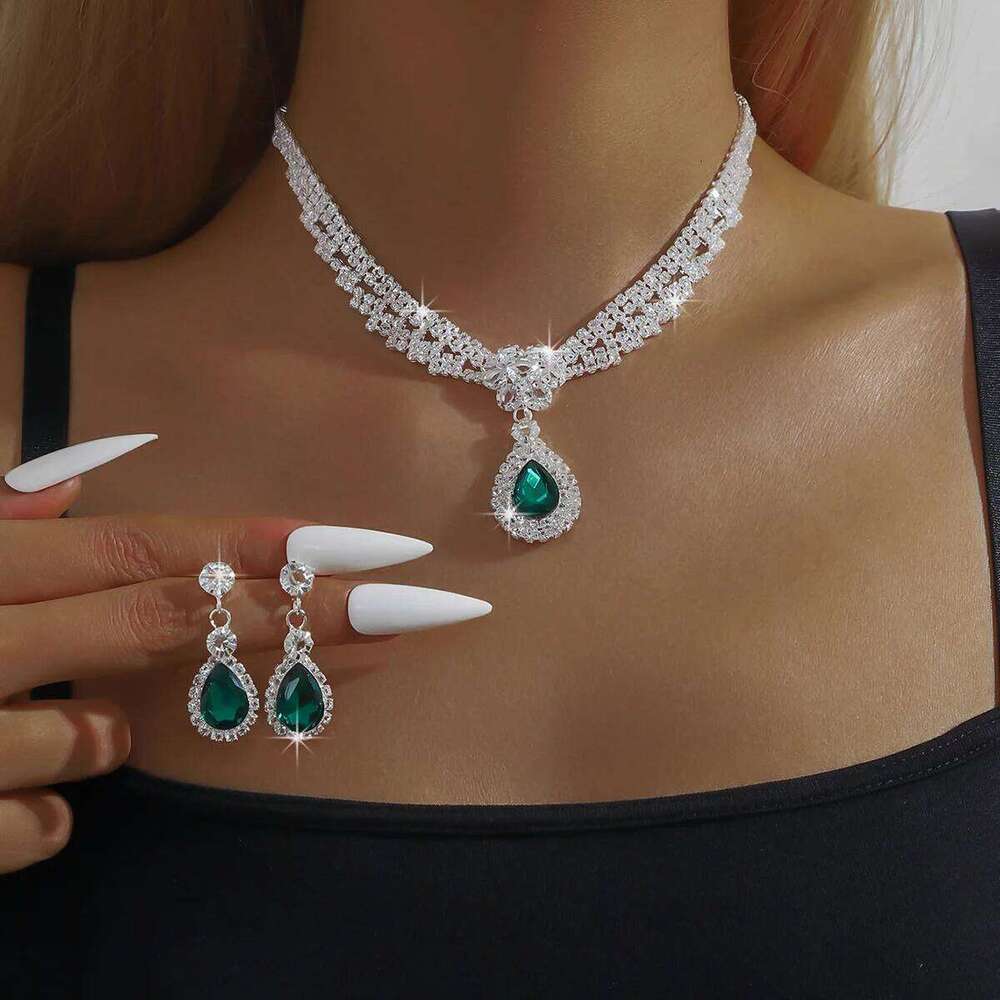 3PC Women's Fashion Copper Claw Chain Temperament Water Drop Necklace Earrings Jewelry Set Wedding Banquet Party Holiday Gift Z260313
