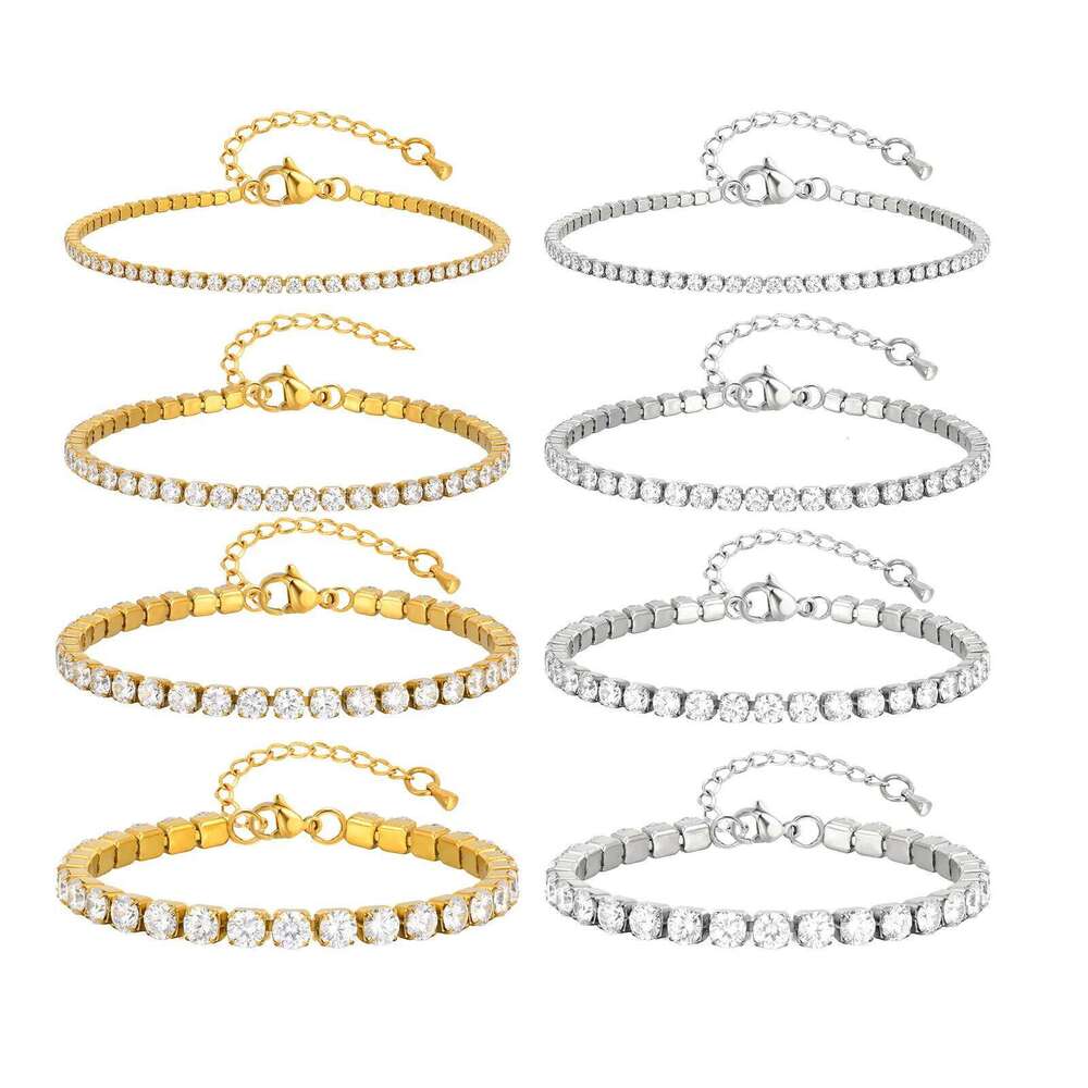 2/3/4/5MM Luxury Tennis for Women, Stainless Steel Bracelet Zircon Chain Bracelets, Dainty Jewelry Gift Z260313