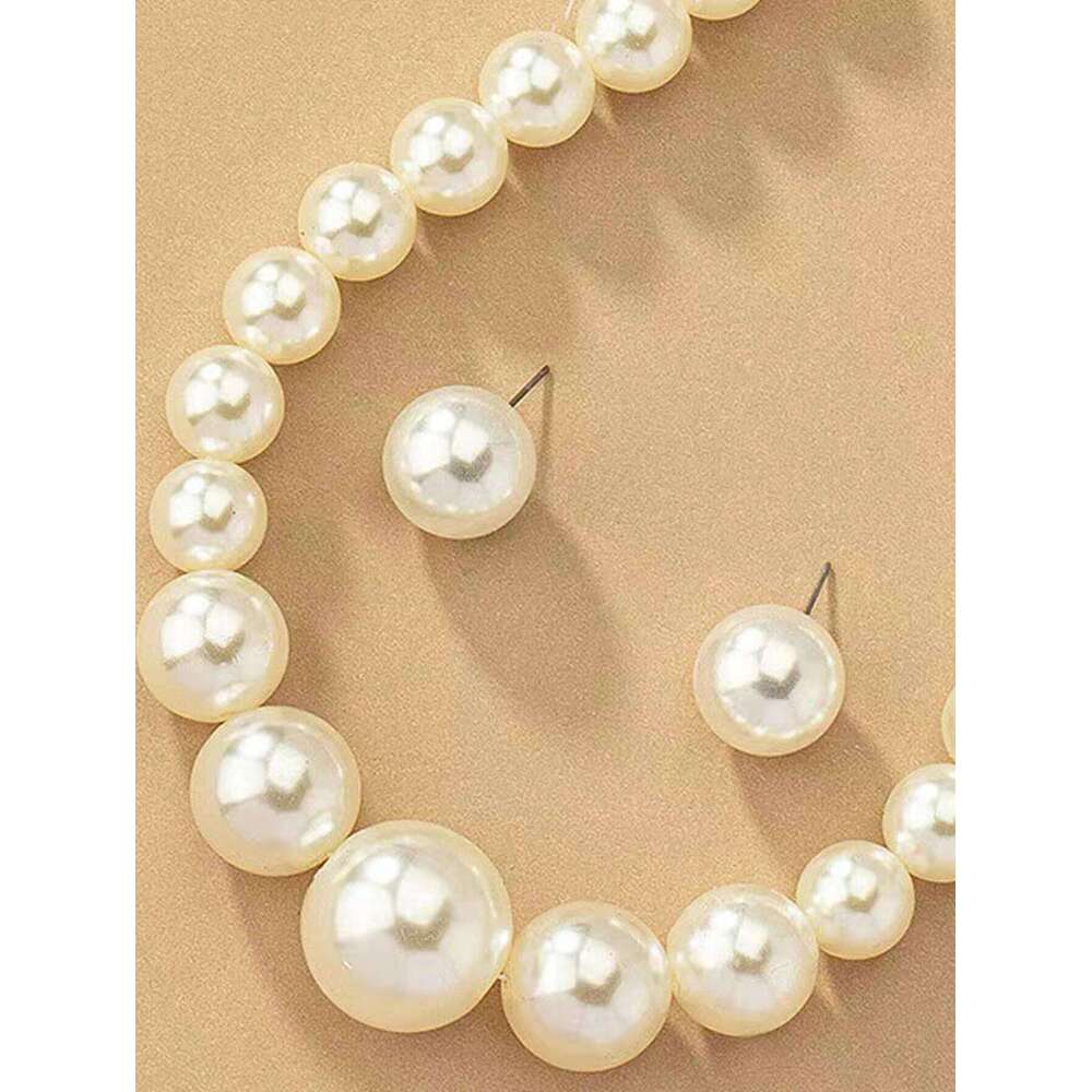 3 pieces of women's trendy large pearl earrings, necklaces, jewelry sets, weddings, banquets, parties, and holiday gifts Z260313