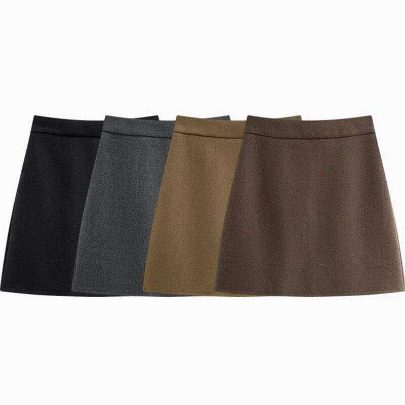 Woolen Short for Women 2025 Autumn Winter New Solid Color All-Match Slimming Mini Skirts Korean Basic Office Lady Skirt Z260314