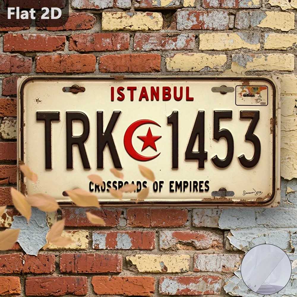 2D Flat - A Vintage metal Sign for Outdoor Display And Wall Decoration Measuring 30x15 cm Featuring a Turkish Plate from D260314