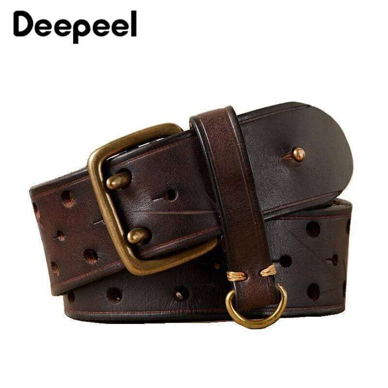 Pure Cowhide 3.8cm Wide Genuine Leather Belt for Men Double Pin Buckle Male Jeans Belts Top Quality Luxury Gift Waistband Z260226
