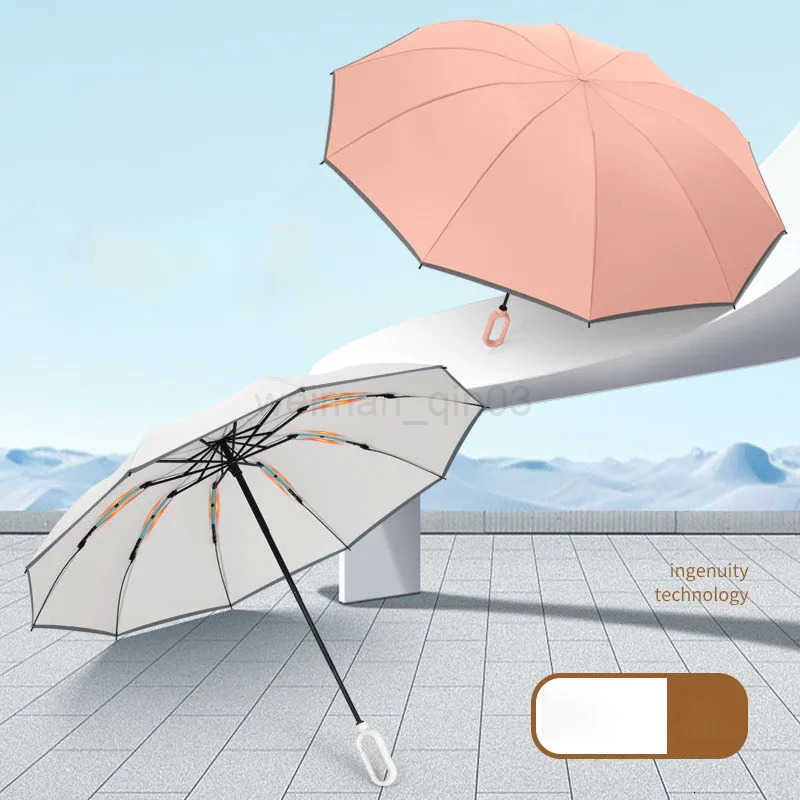 20Bones Windproof Manual Folding Umbrella with Loop Buckle UPF50Mens and Womens Portable Compact Sunshade Umbrella H260314