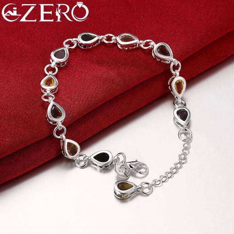 Wholesale 925 Sterling Silver Noble Charm Bracelets Zircon Chain Crystal Jewelry Fashion for Women Wedding Lady Cute Z260313