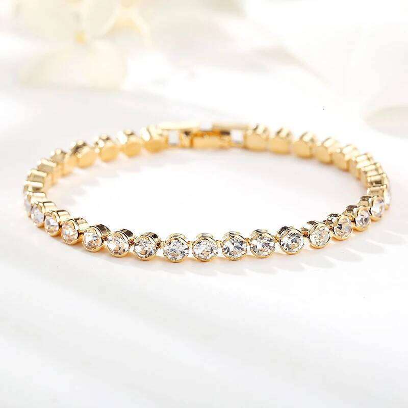 14k Gold Filled Bracelet 3mm 4mm Cubic Zirconia Classic Tennis Link Bracelets For Women Girls Z260313