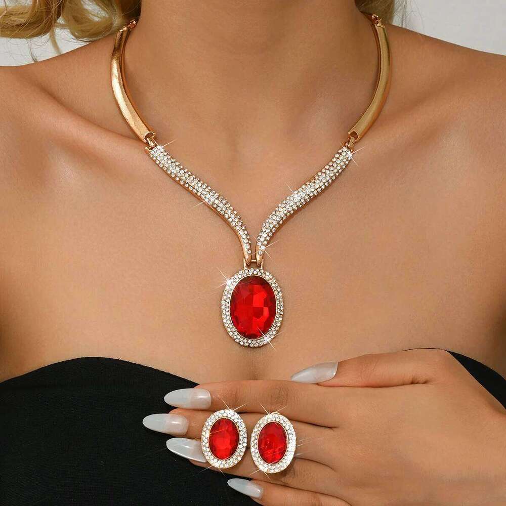 Cross border dress jewelry direct sales, European and American necklace earrings two-piece set, flower bride retro high-end set Z260313