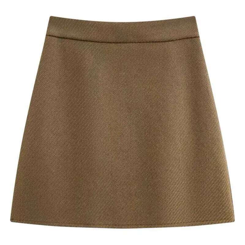 Woolen Short for Women 2025 Autumn Winter New Solid Color All-Match Slimming Mini Skirts Korean Basic Office Lady Skirt Z260314