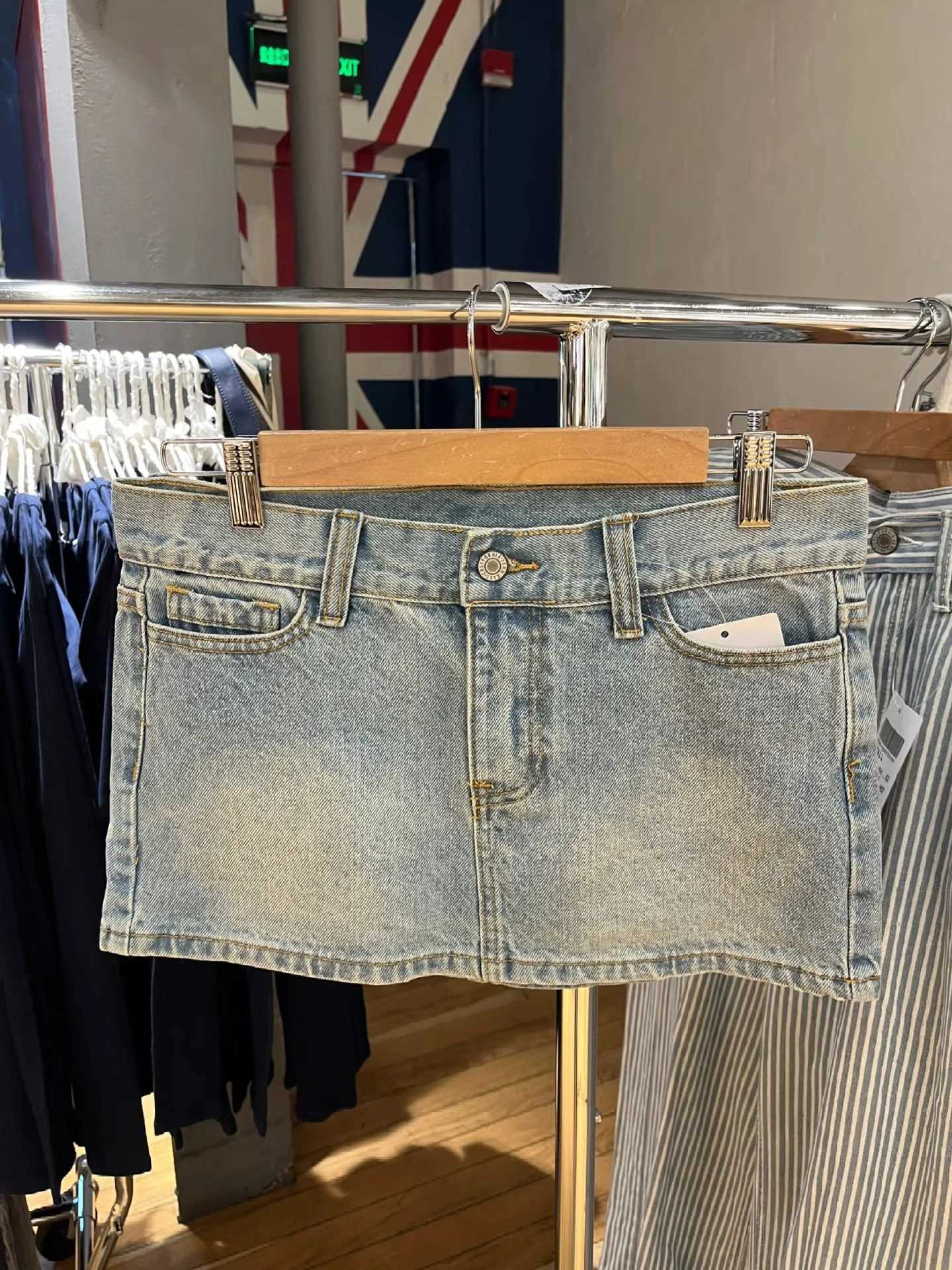 Blue Denim Mini Skirts Women Low Waist Cotton Straigth Short Faldas Female American Vintage Streetwear All-match Casual Skirt M260314