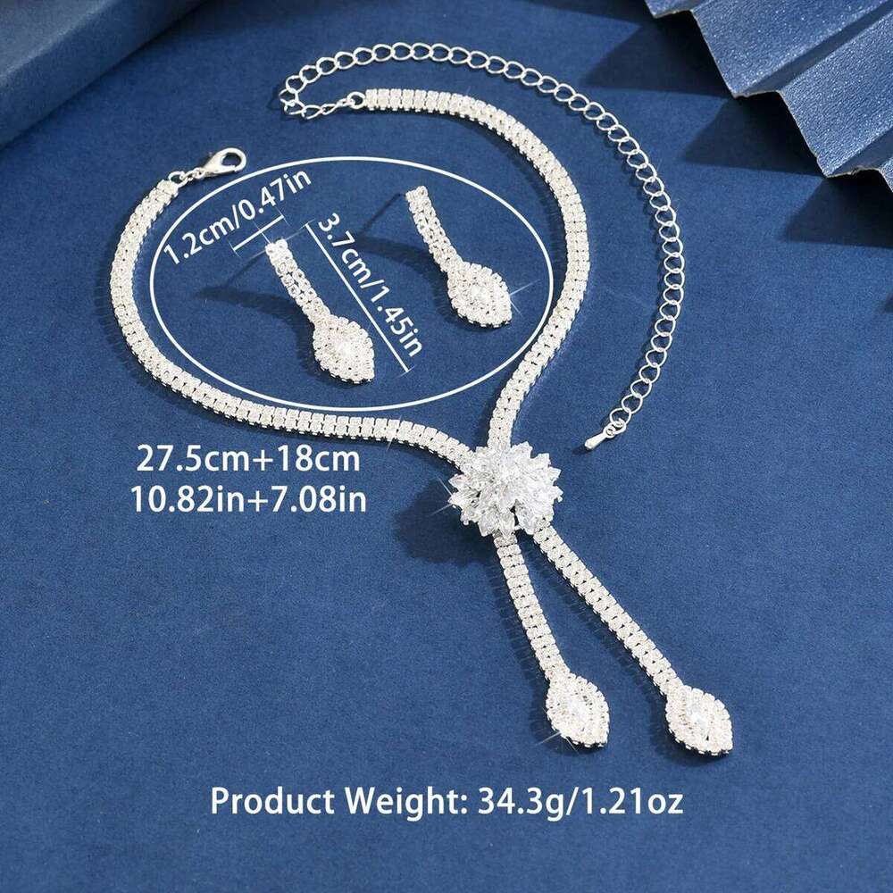 FYUAN 3 Piece Flower Zircon Necklace Earring Set Elegant Jewelry Women Perfect for Weddings and Parties Z260313