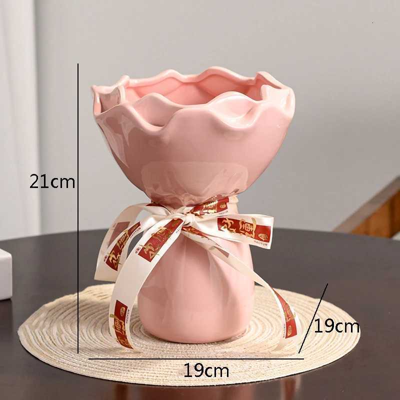 Light Luxury Ceramic Flower Vase Hydroponic Small Vase Wedding Decoration Ornament Living Room Study Room Home Decoration Y260314