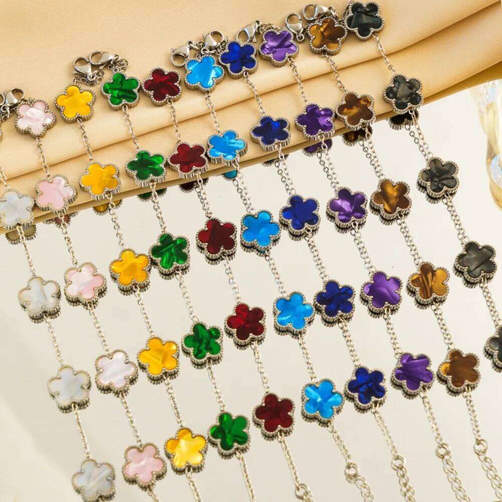 Titanium Steel Five-Leaf Clover Flower Bracelet For Women Adjustable Design Luxury High-End Fashion Fadeless Party Jewelry Gifts Z260313