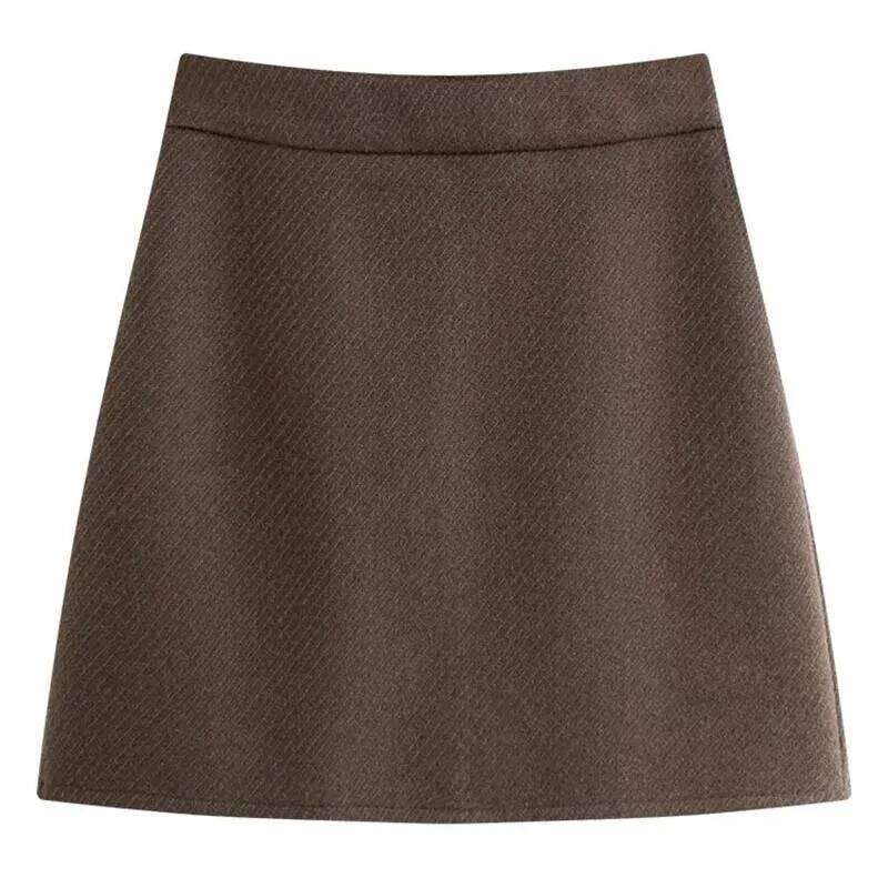 Woolen Short for Women 2025 Autumn Winter New Solid Color All-Match Slimming Mini Skirts Korean Basic Office Lady Skirt Z260314