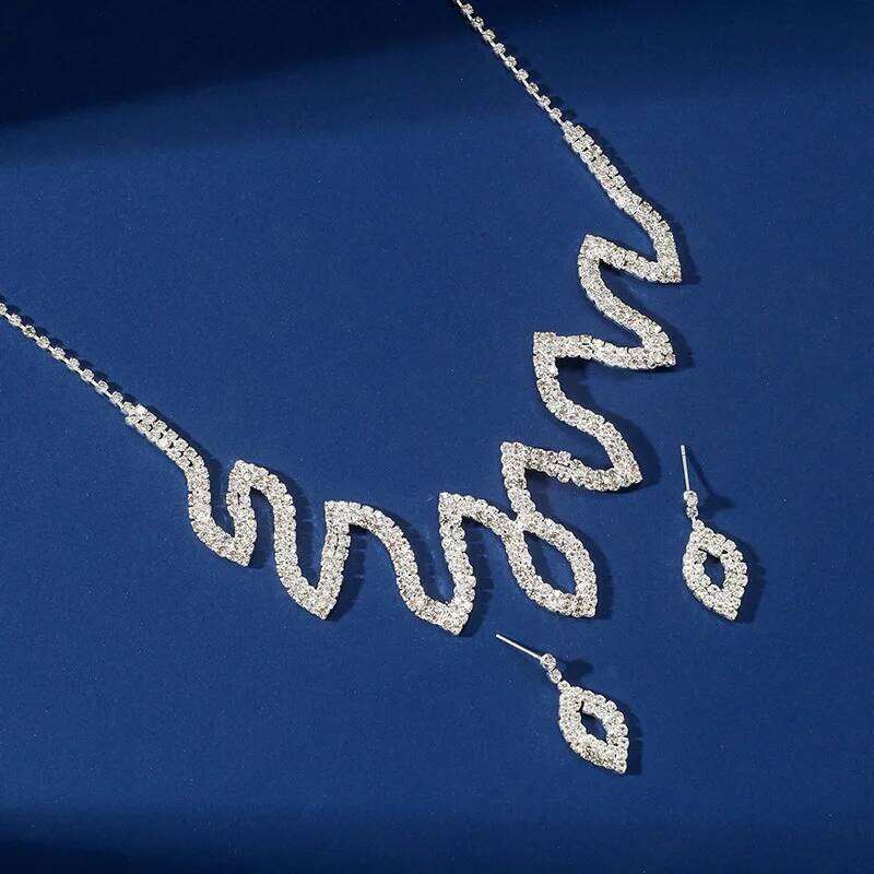 FYUAN Geometric Rhinestone Necklace Earrings For Women Weddings Bride Jewelry Sets Accessory Z260313