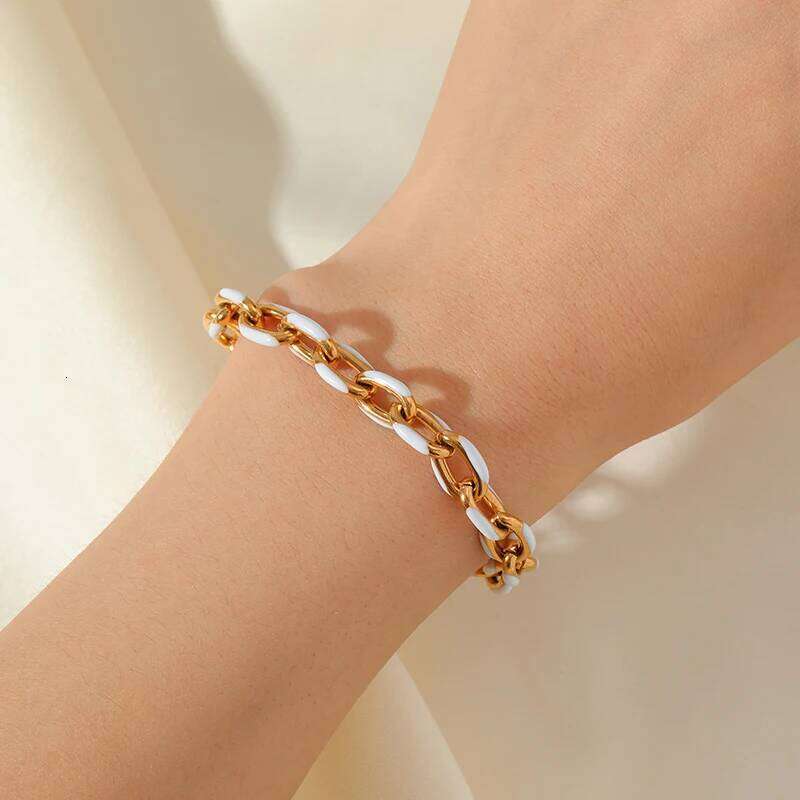EILIECK 316L Stainless Steel Creative Enamel White Bracelet For Women Trendy Wrist Chain Waterproof Jewelry Gift Party Bijoux Z260313