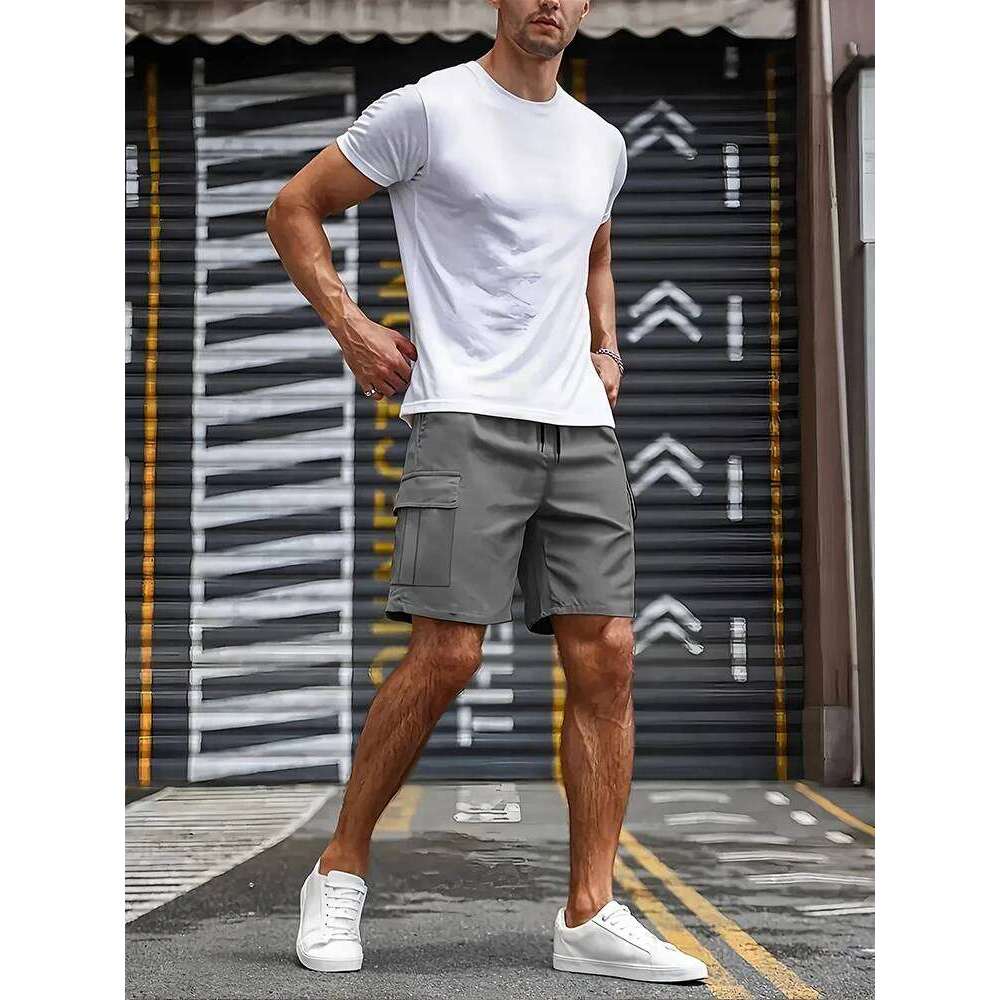 Big Pocket Men's Casual Work Cool Pants with point Loose Fit Clothing Waist Sports Male Outfit Shorts Z260314