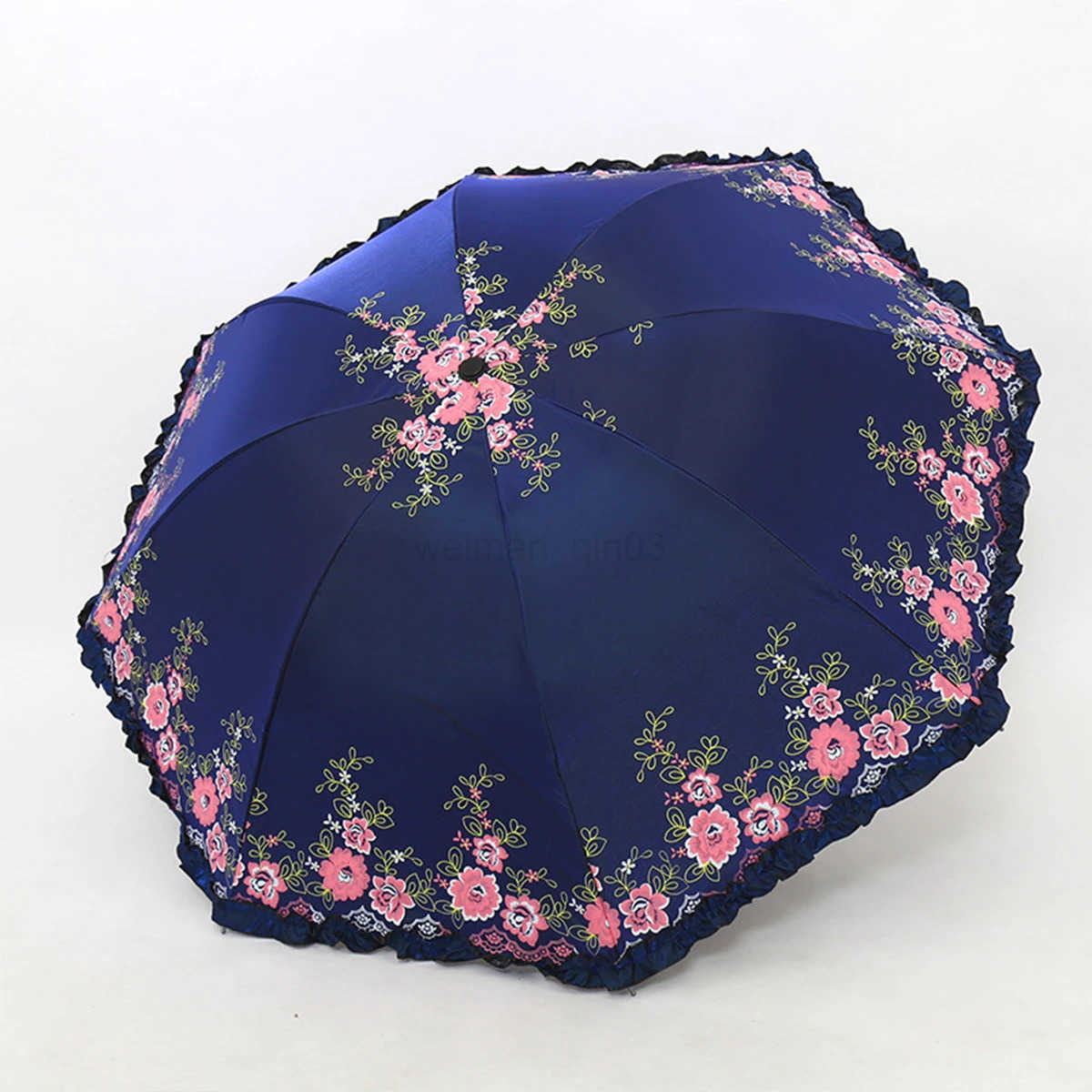 1pcs Lace Embroidery Parasol Anti-UV Folding Umbrella UPF50 Vintage Flower Embroidery Umbrella Princess Umbrella Gift Umbrella H260314
