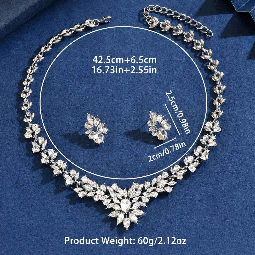Cross border new bride two-piece with simple flower crystal necklace and earring set wholesale by female manufacturer Z260313