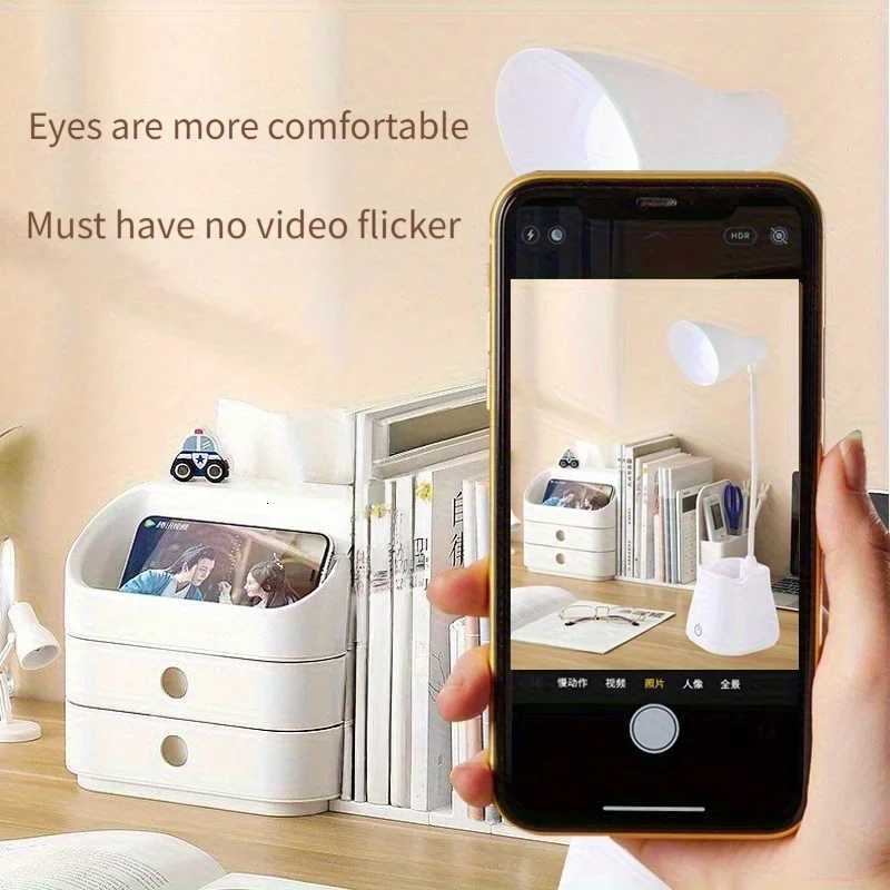 Portable USB Rechargeable LED Folding Desk Lamp Eye Protection Touch Dimming Working Reading Table Lamp For Book Bed Office Y260314