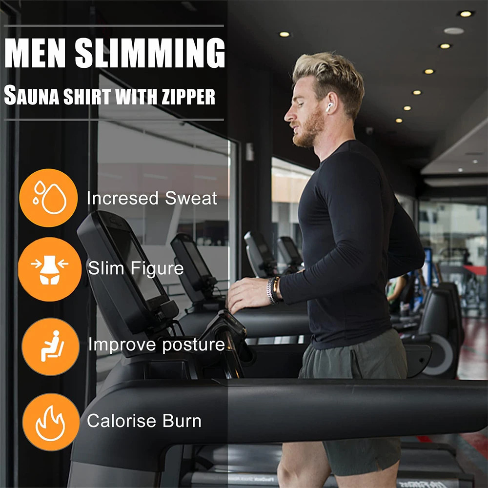 Sauna Shirt for Men Sweat Suit Compression Long Sleeve Top Weight Loss Body Shaper Shirts for Workout Sports 260310