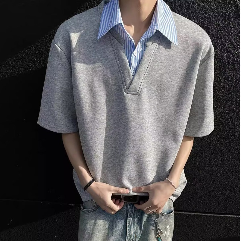 Summer New Style Casual Twopiece Shirt With A Polo Designer T-shirt Collar Designer Hoodie Men's Loosefitting Trendy Casual Design Shortsleeve
