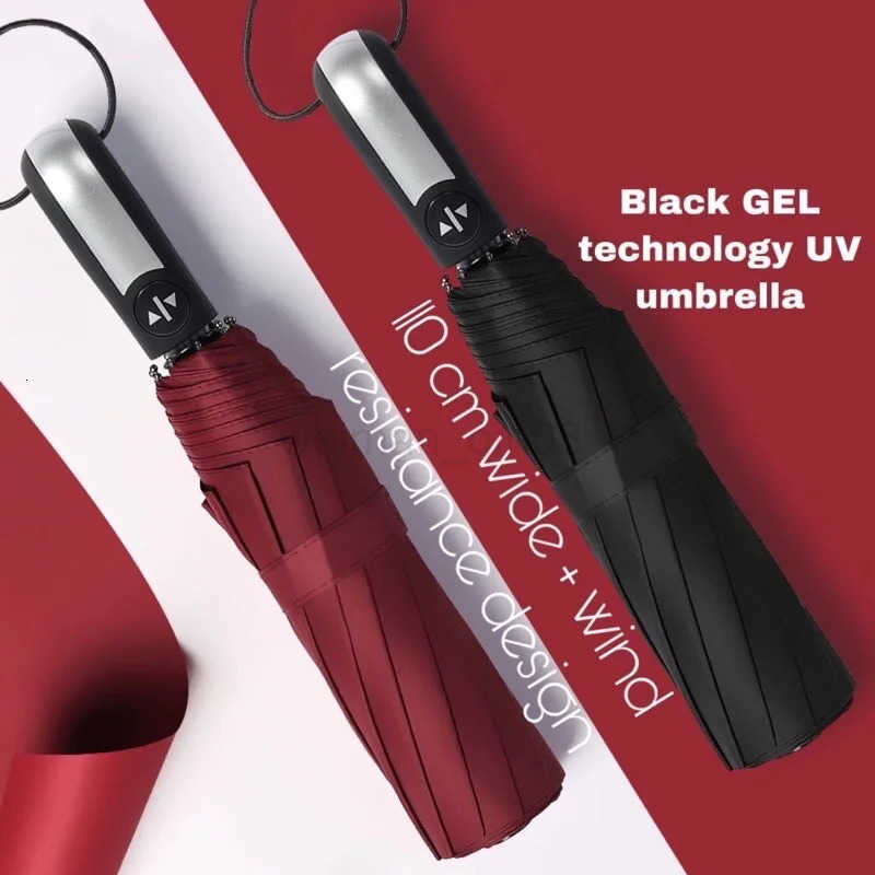 Automatic Folding Vinyl Umbrella Ten-Bone Umbrella Is Strong Windproof and Rainproof Large Umbrella for Business Use H260314