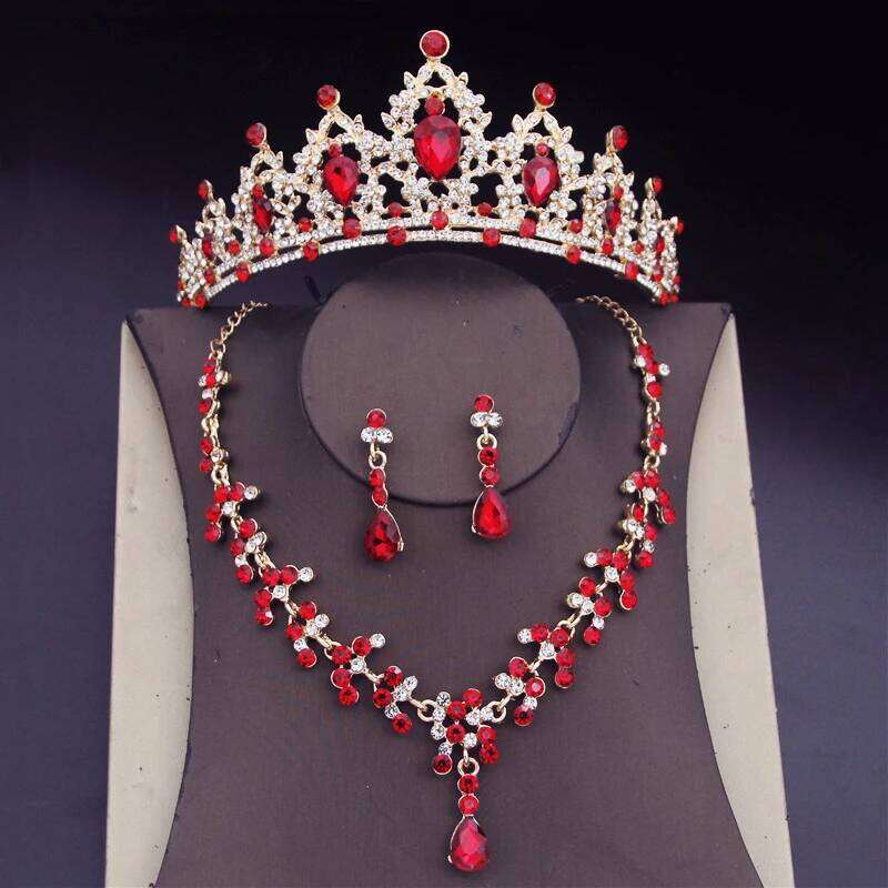 Water Drop Crystal Bridal Sets Women Bride Tiara Crowns Earring Necklace Set Princess Wedding Dress Jewelry Accessories Z260313