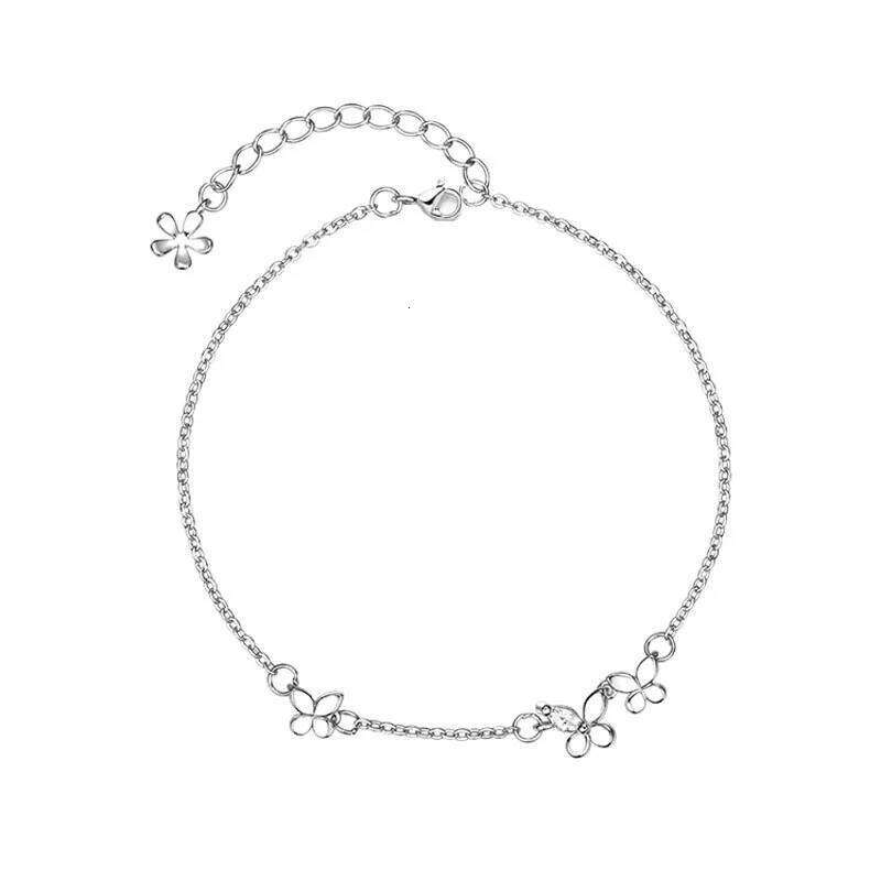 VENTFILLE 925 Silver Diamond-Studded Butterfly Women's Fashion Temperament Flower Adjustable Bracelet Z260313