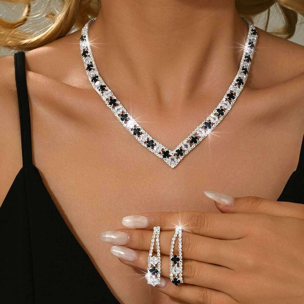 Bestselling Design Full Diamond Personalized Elegant Necklace Earrings Fashion Multi color Set Z260313