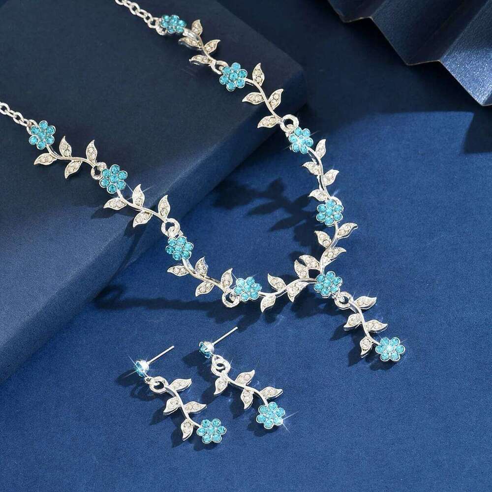 Ladies' Fashion Flower Leaf Necklace Earrings Jewelry Set Suitable for Wedding, Party, Festival Gifts Z260313