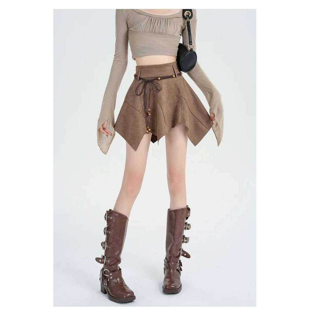 American Retro Irregular for Women in Summer A-line High-waist Anti-exposure Hot Girl Short Skirt Z260314