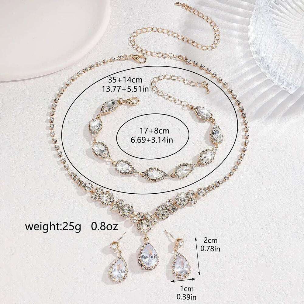 Ladies' Fashion Simple, Gorgeous and Elegant Crown Necklace Earrings Bracelet Jewelry Set Z260313