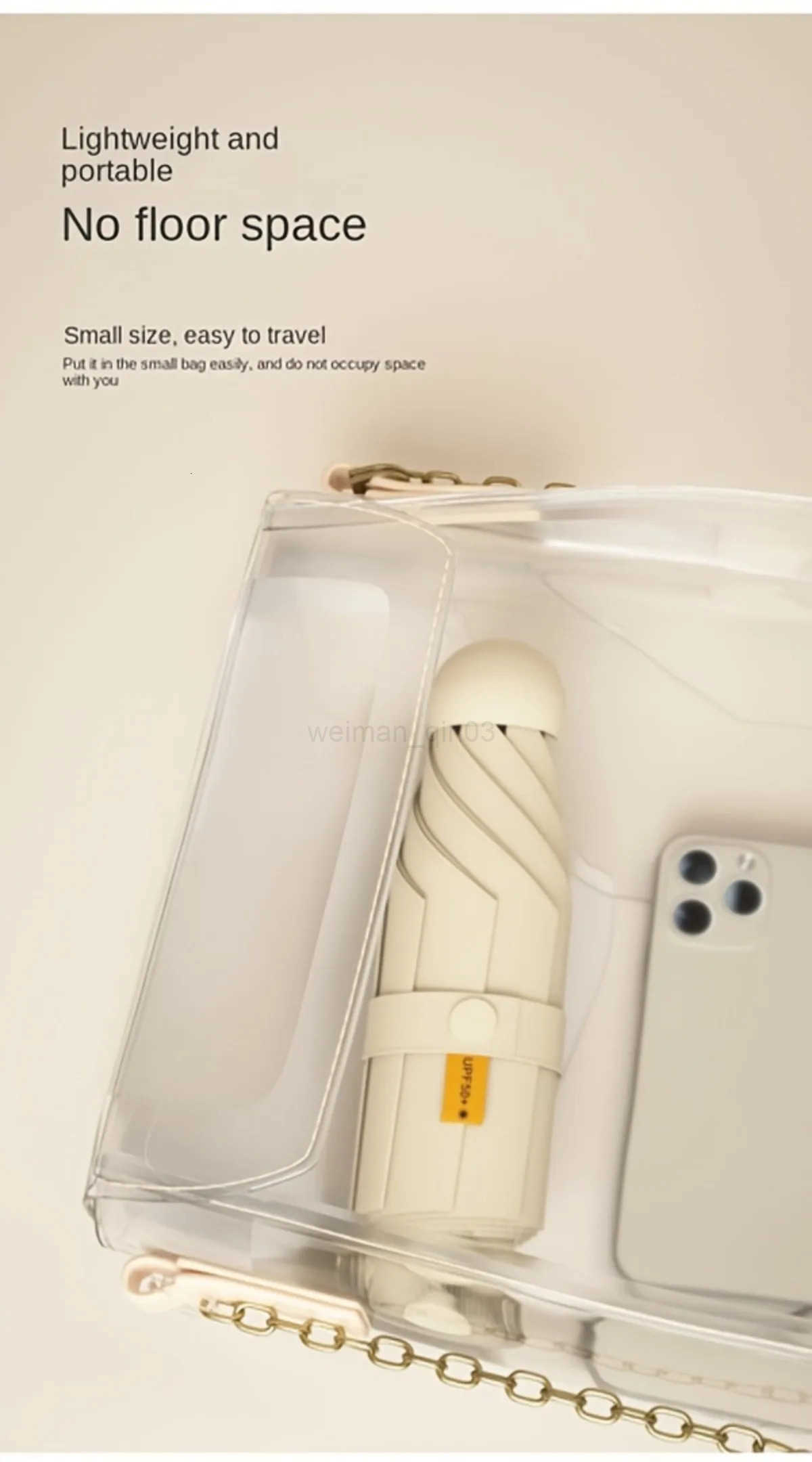 Compact black mini capsule umbrella - portable foldable manually open with sun protection coating durable design with H260314