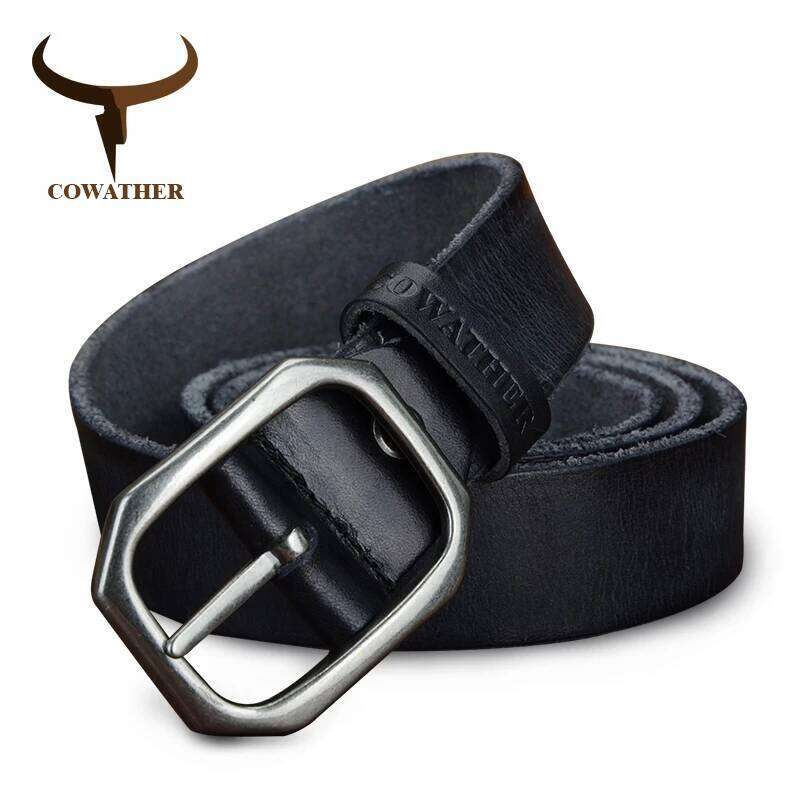 COWATHER top cow genuine leather belts for men vintage casual 100-130cm style male strap width 3.2cm craftsmanship Z260226