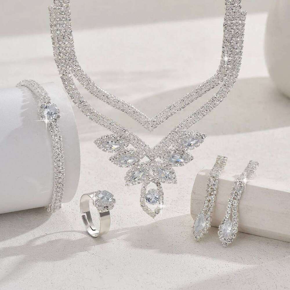 5PC Women's Trendy Claw Chain Leaf Earrings Necklace Bracelet Ring Jewelry Set Wedding Banquet Party Holiday Gift Z260313