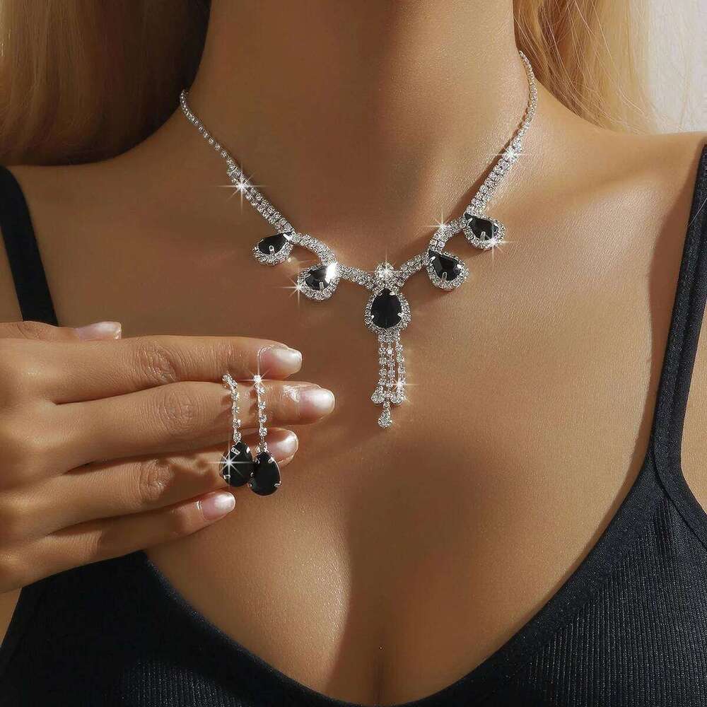 European and American e-commerce popular women's set cross-border sparkling diamond necklace earrings wedding accessories Z260313