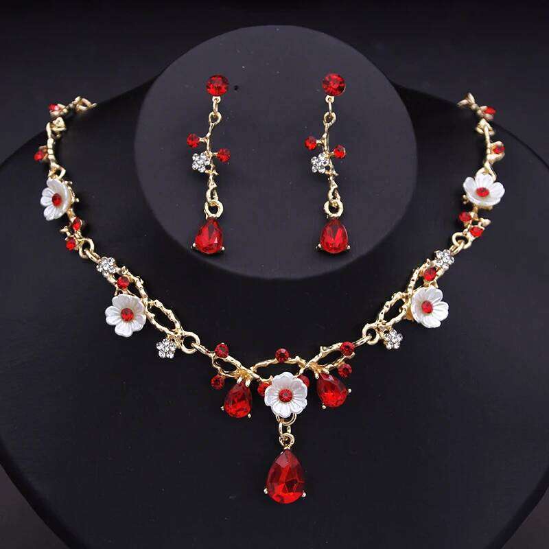 Gorgeous Crystal Bride Jewelry for Women Luxury Flower Choker Earrings Wedding Dress Bridal Necklace Sets Fashion Z260313