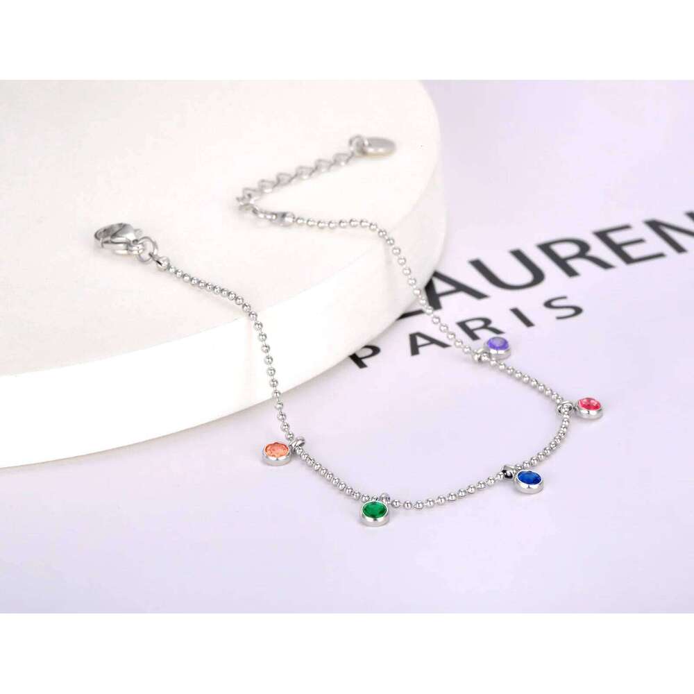 Lokaer Fashion Colorful CZ Crystal Charm Bracelets For Women 18K Gold Plated Stainless Steel Bohemia Party Chain Bracelet B22087 Z260313