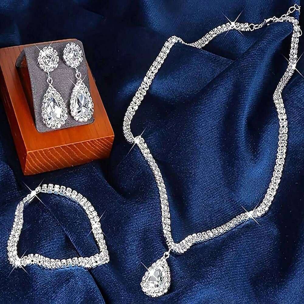 4pcs/set Ladies Rhinestone Set 2025 New Gorgeous Bridal Wedding Jewelry Eid al-Adha Holiday Gifts Z260313