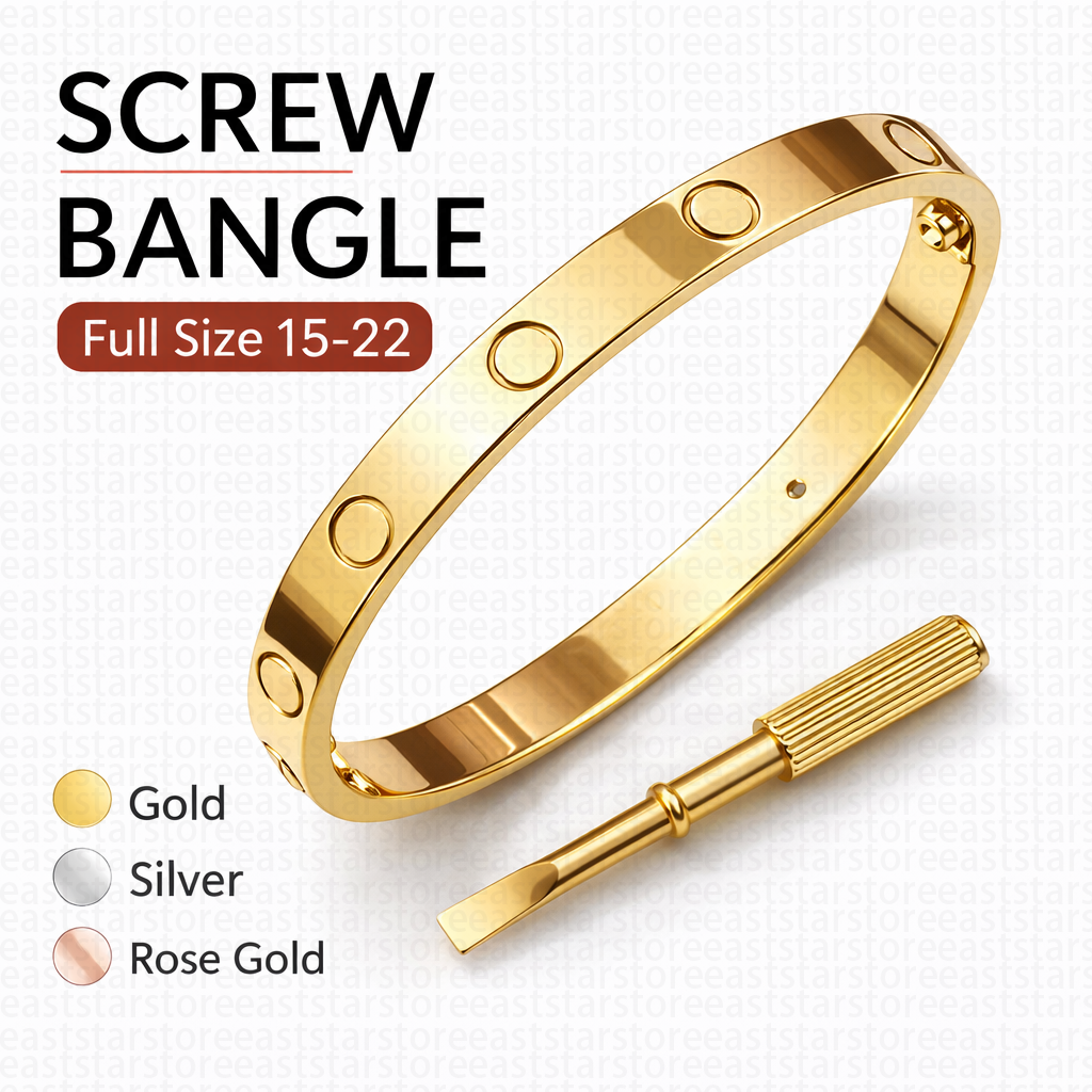 Vintage Luxury Screw Bangle 6mm Heavy Plated 18K Gold Bracelet for Women European Style Designer Jewelry Stainless Steel High-End Wristband