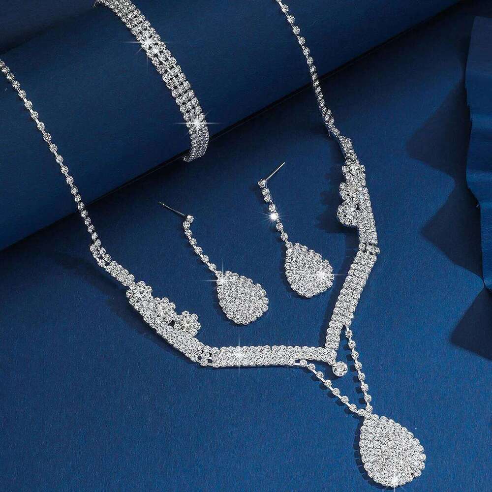 Women's Fashion Design Water Drop Necklace Earrings Bracelet Jewelry Set Wedding Banquet Party Holiday Gift Z260313
