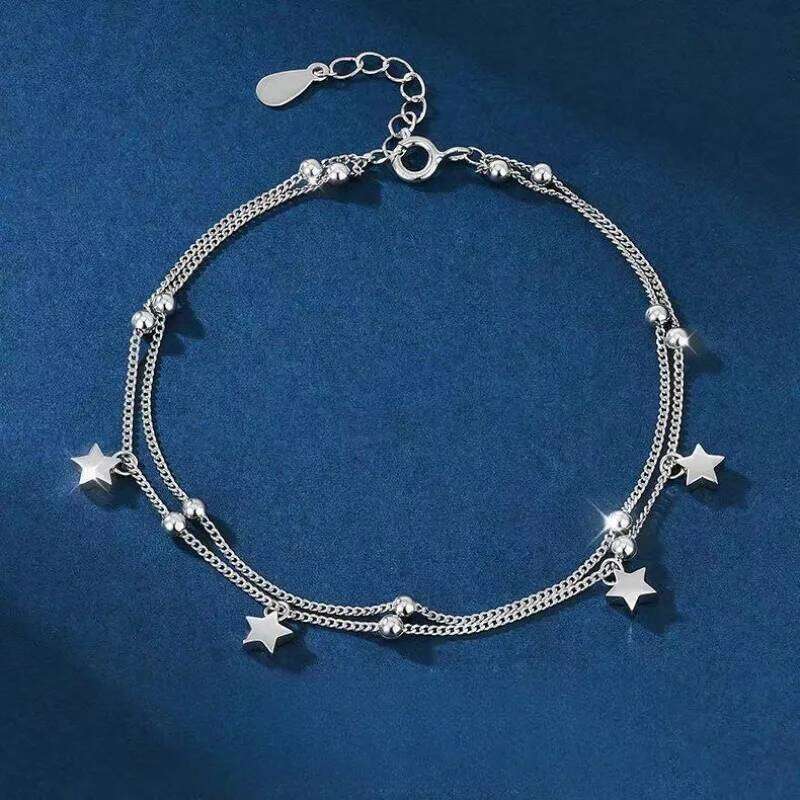 Original 925 Sterling Silver Star Bead Chain for Women Korean Sweet Double Layer Stars Charm Bracelet Jewelry Gift Z260313