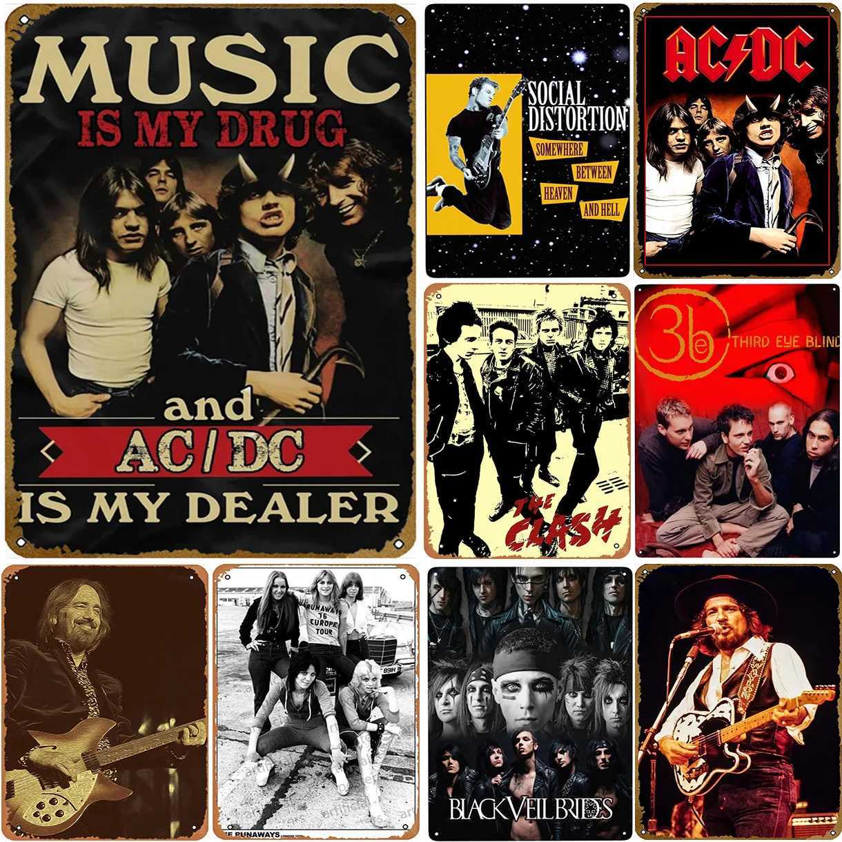 Music Bands Metal Tin Signs Plaque Rock Wall Decoration Vintage Art Posters Iron Painting for Man Cave Home Cafe Garden Club Bar D260314