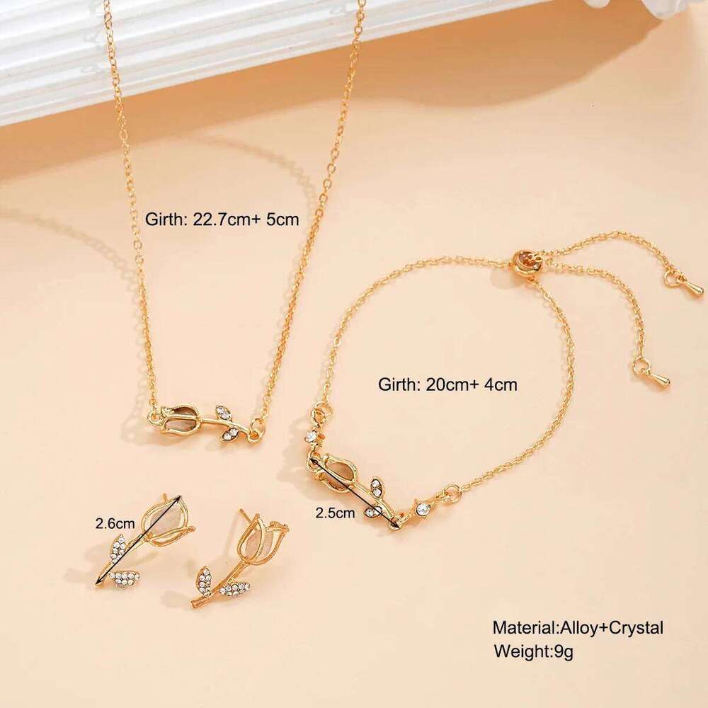 Korea New Fashion Tulip Flower Bracelet Necklace Earrings Niche Design Three-Piece Sets Trend Paty Jewerly Accessory Gifts Z260313