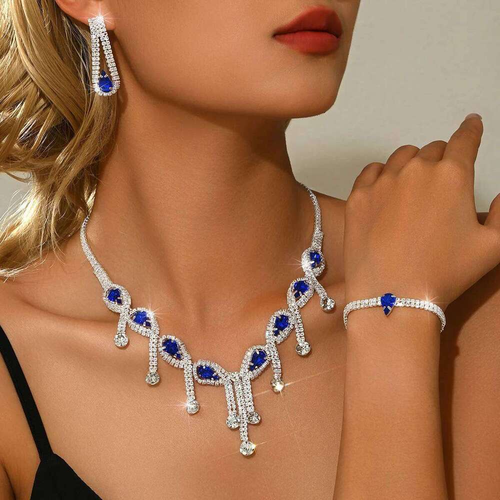 Simple and elegant design, high-end necklace, earring, bracelet, three piece set, noble, beautiful, versatile accessory Z260313