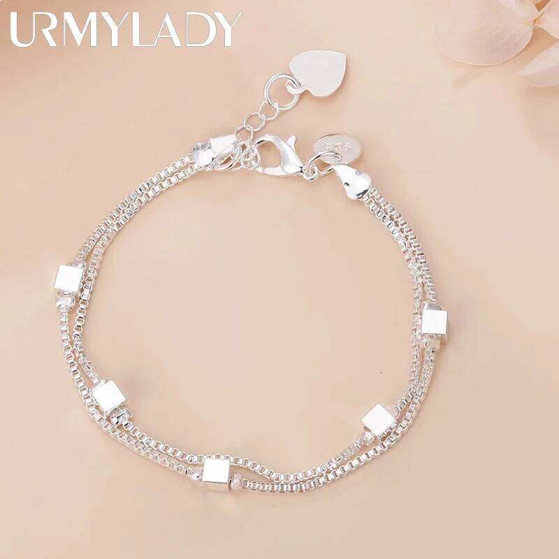 NEW Fine Original luxury 925 sterling silver charm chain Bracelets for women party Wedding engagement Jewelry gifts 20cm Z260313