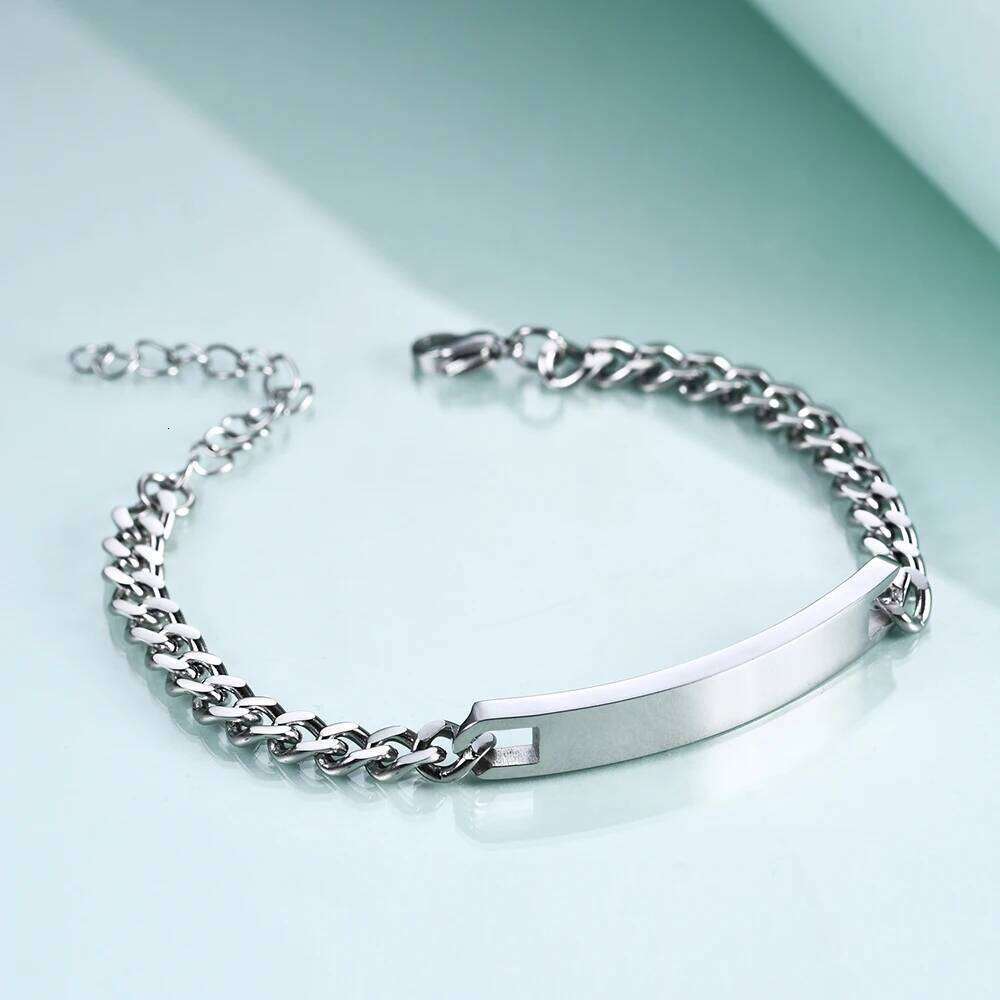 7MM stainless smooth titanium steel couple bracelet engraved with "GOOD LUCK" lucky slogan Z260313